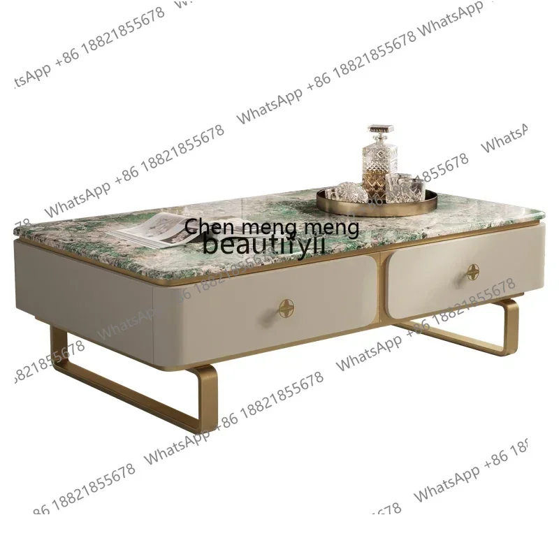 

X Light luxury coffee table TV cabinet Modern living room furniture Italian high-end square marble simple coffee table