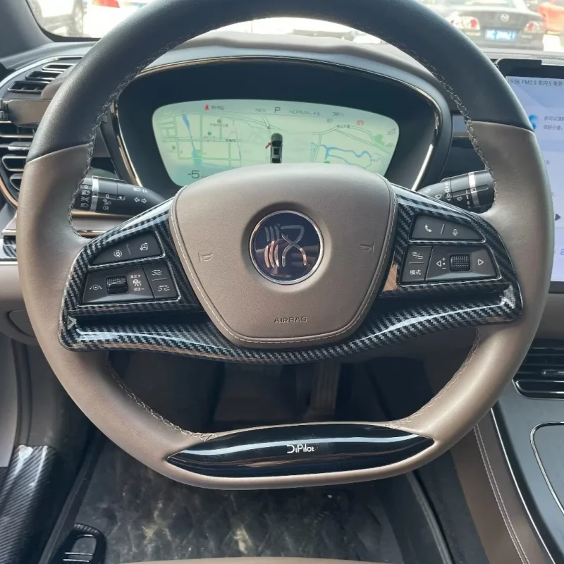ل BYD Han DMI DMP EV 2022-2024 عجلة القيادة زر الإطار الزخرفية الترتر تعديل السيارة الداخلي