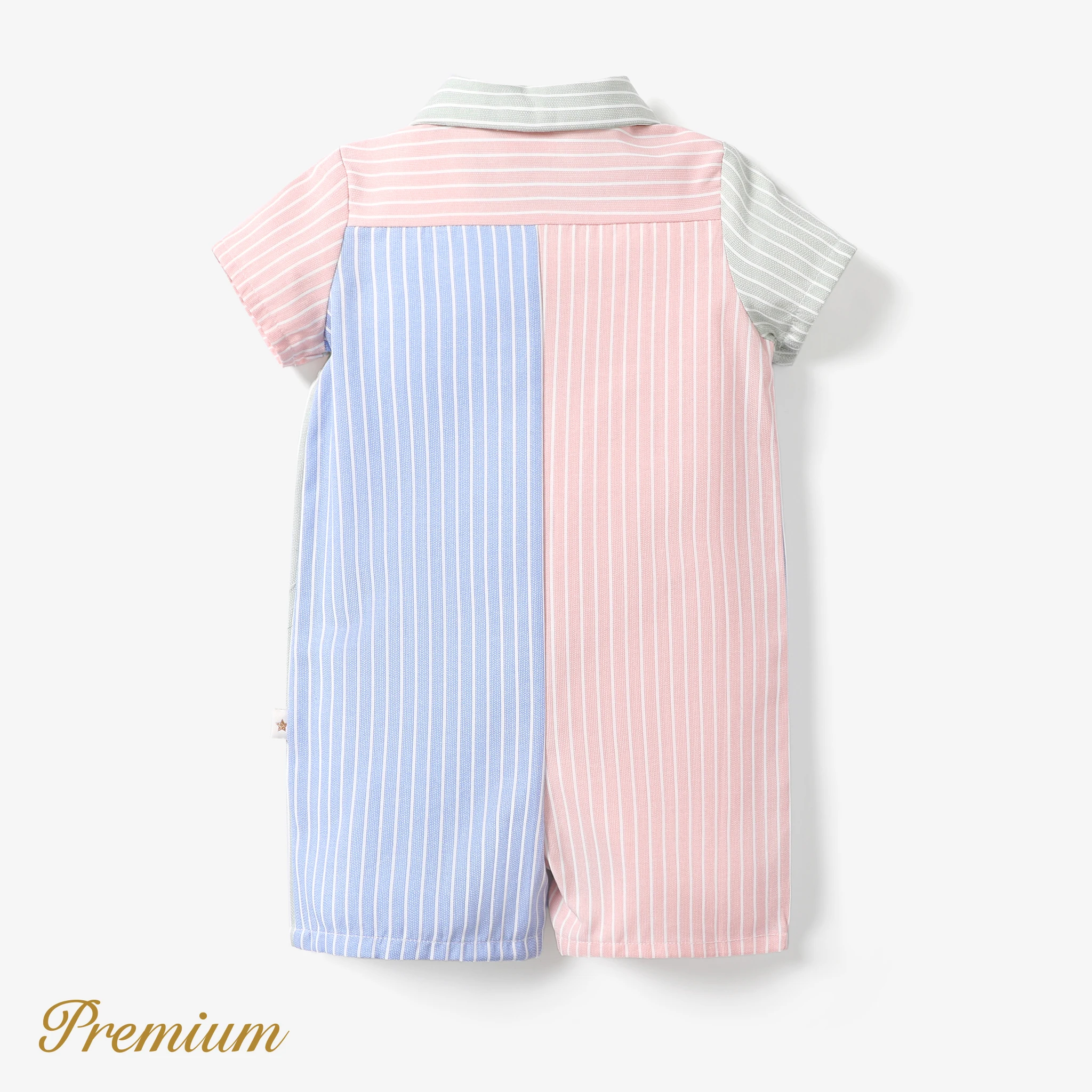 PatPat Baby Boy Colorful Elegant Cotton Romper with Shirt Collar