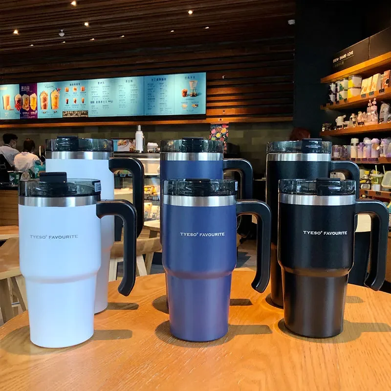 890/600ML Stainless Steel Coffee Thermos Mug Travel Tumbler Cups Vacuum Flask Thermos Bottle With Straw Garrafa Termica Gift