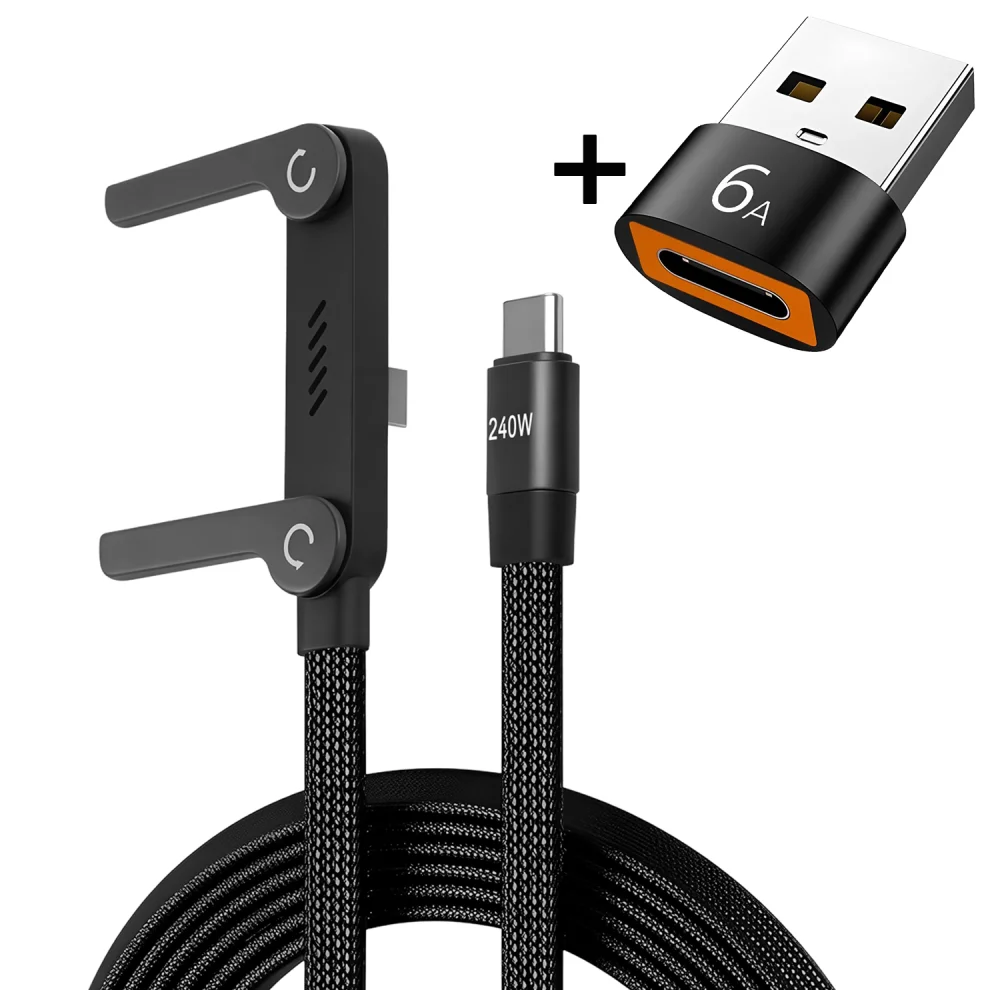 

Кабель для быстрой зарядки 2-в-1 с функцией PD и складной подставкой для телефона, зарядное устройство для iPhone, Samsung, Xiaomi, планшетов, ноутбуков + кабель Type-C на USB OTG 6A