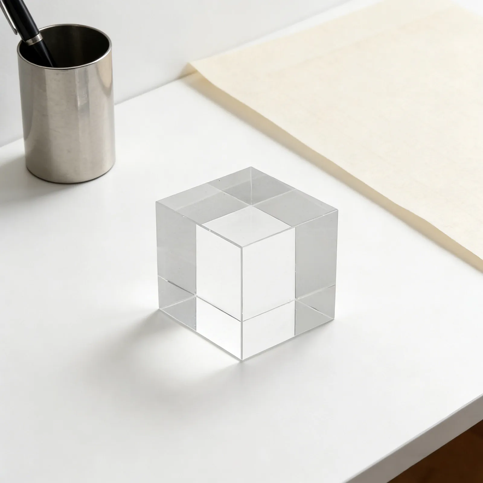 

Square Crystal Paperweight Clear Heavy Glass Block Decorative Paper Weight for Office Desk Home Crafts Painting Writing