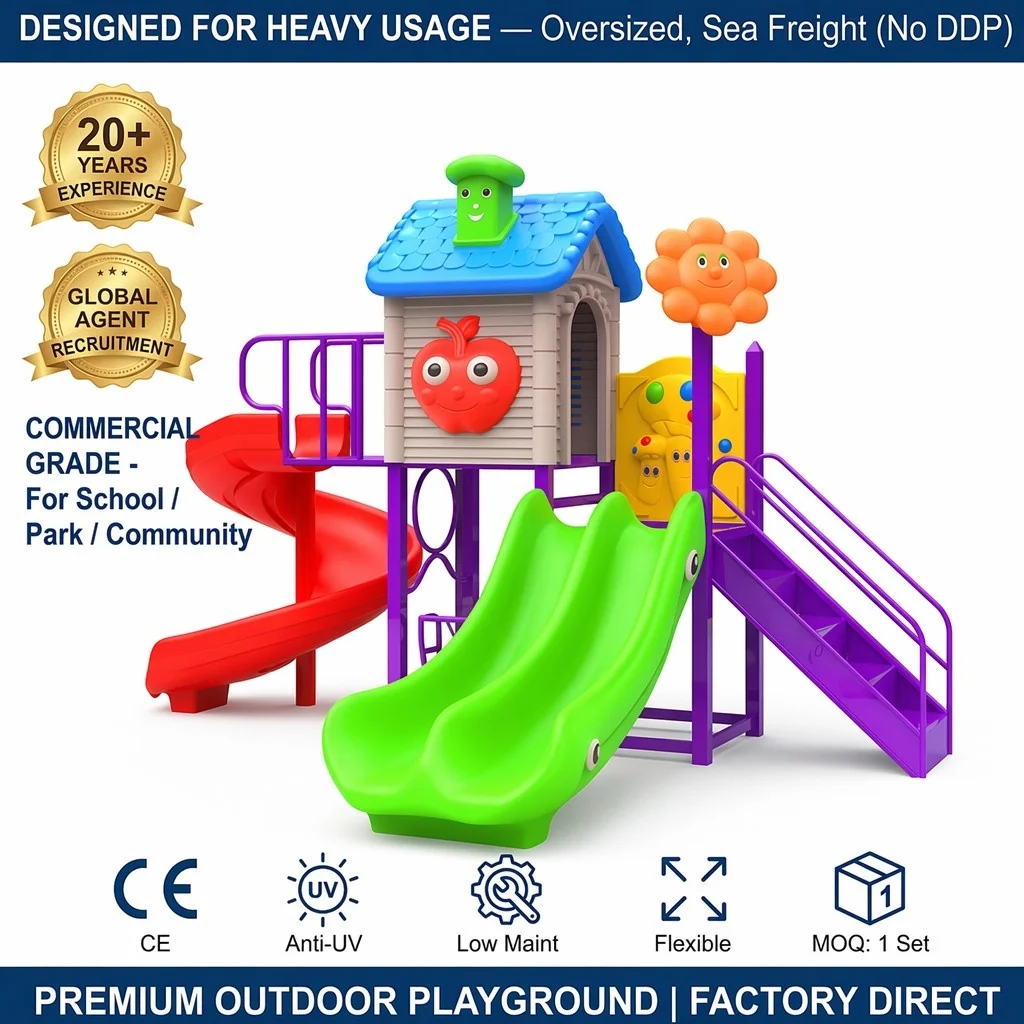 High Quality Commercial Outdoor Playground Equipment Slide Set Children Steel LLDPE School Park Community Daycare Wholesale