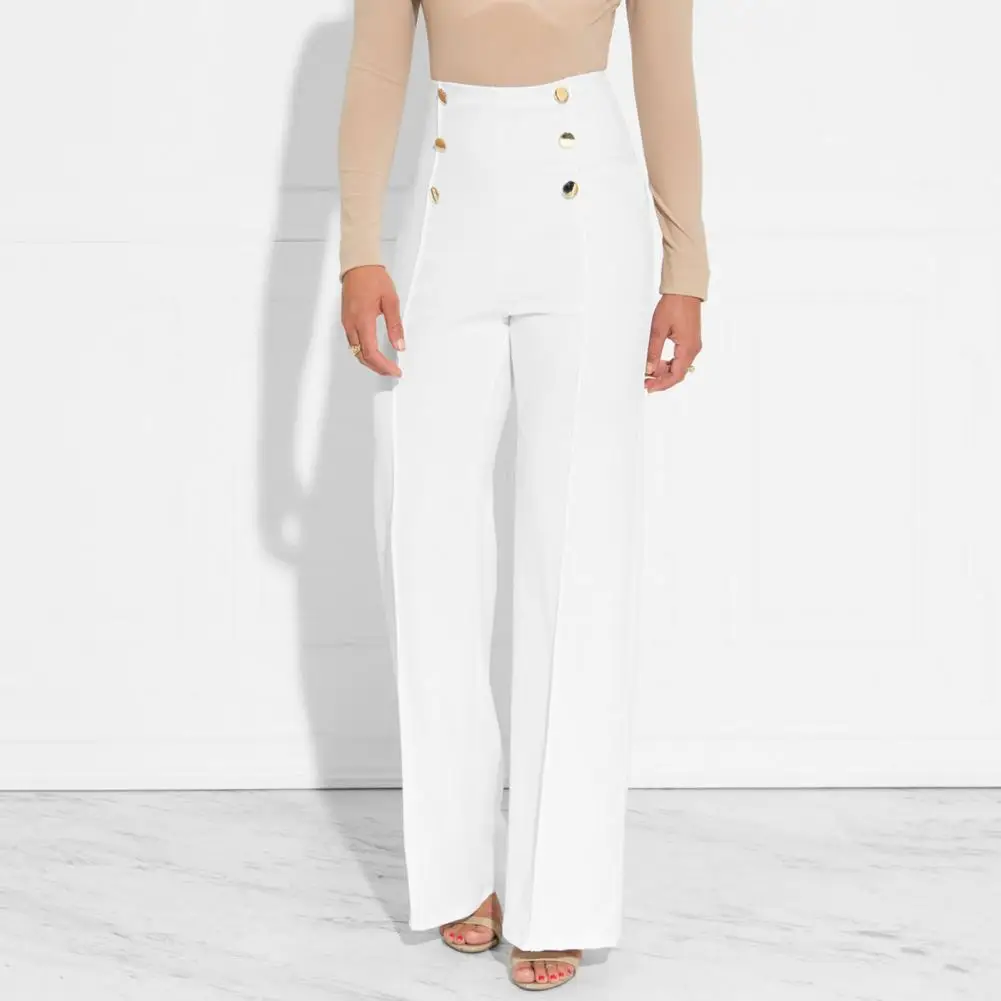 

Женские брюки стандартного кроя, высококачественные брюки из полиэстера, женские классические брюки с высокой талией для офисной работы, эластичные для повседневного использования