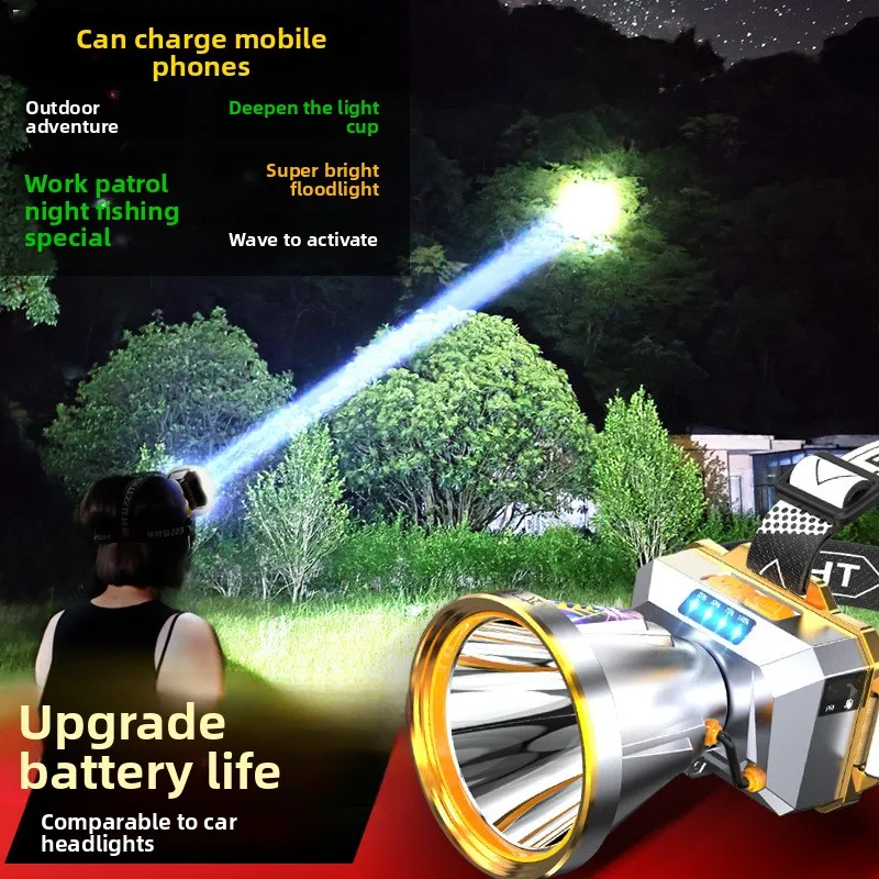 كشافات أمامية ذكية عالية السطوع للاستخدام الخارجي مع تصميم عدسة مركزة، تدعم الإخراج المثبت على الرأس، والإضاءة المحمولة