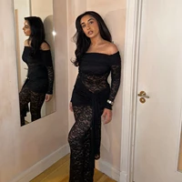 Suninheart Lace Sexy See Through Jumpsuit Women Fashion Off-shoulder High Waist Club Party Jumpsuits - Image 2