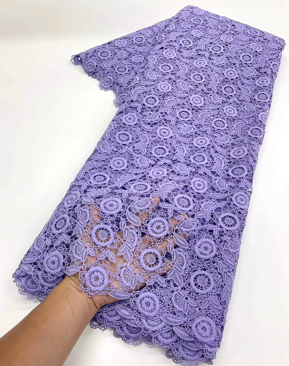 Pure Color African Guipure Cord Lace Fabric 2026 Newest High Quality Water Soluble Lace Nigerian Party Dress Sewing