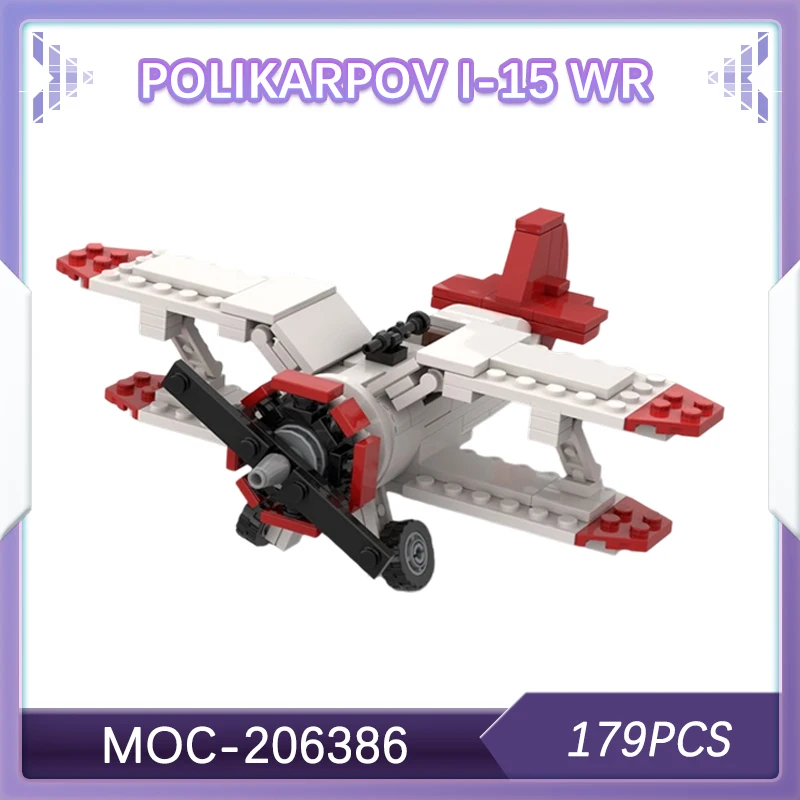 179PCS Polikarpov I-15 WR 군사 전쟁 복엽 비행기 모델 벽돌 수집품 세트 크리 에이 티브 선물 MOC- 206386