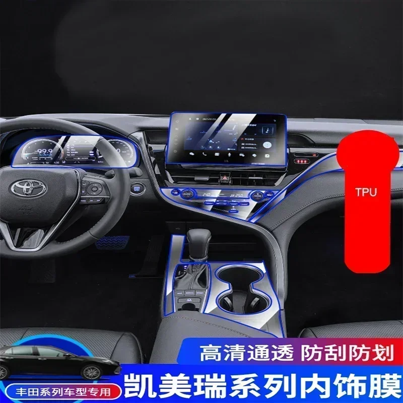 TPU für Toyota Camry 2018-2022 Transparente Schutzfolie Auto-Innenraumaufkleber Zentrale Steuerung Tür Luftausrüstung Navigationspanel