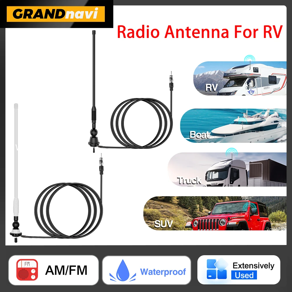 

Универсальная морская радиоантенна Grandnavi AM/FM для гольф-кара ATV UTV RV Грузовик Экскаватор Трактор RVR Яхта Водонепроницаемая