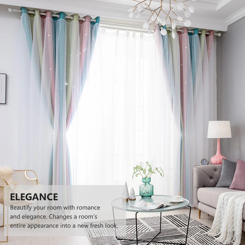 

2pcs Double-Layer Blackout For Bedroom Living Room Gradient Sun Block Window Curtains Home Insulation Shading Curtains Room
