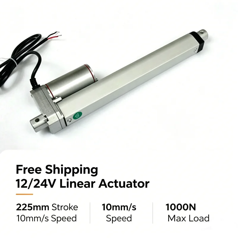12v-linear-actuator-225mm-stroke-10mm-s-speed-1000n-max-load-free-shipping-for-industrial-use