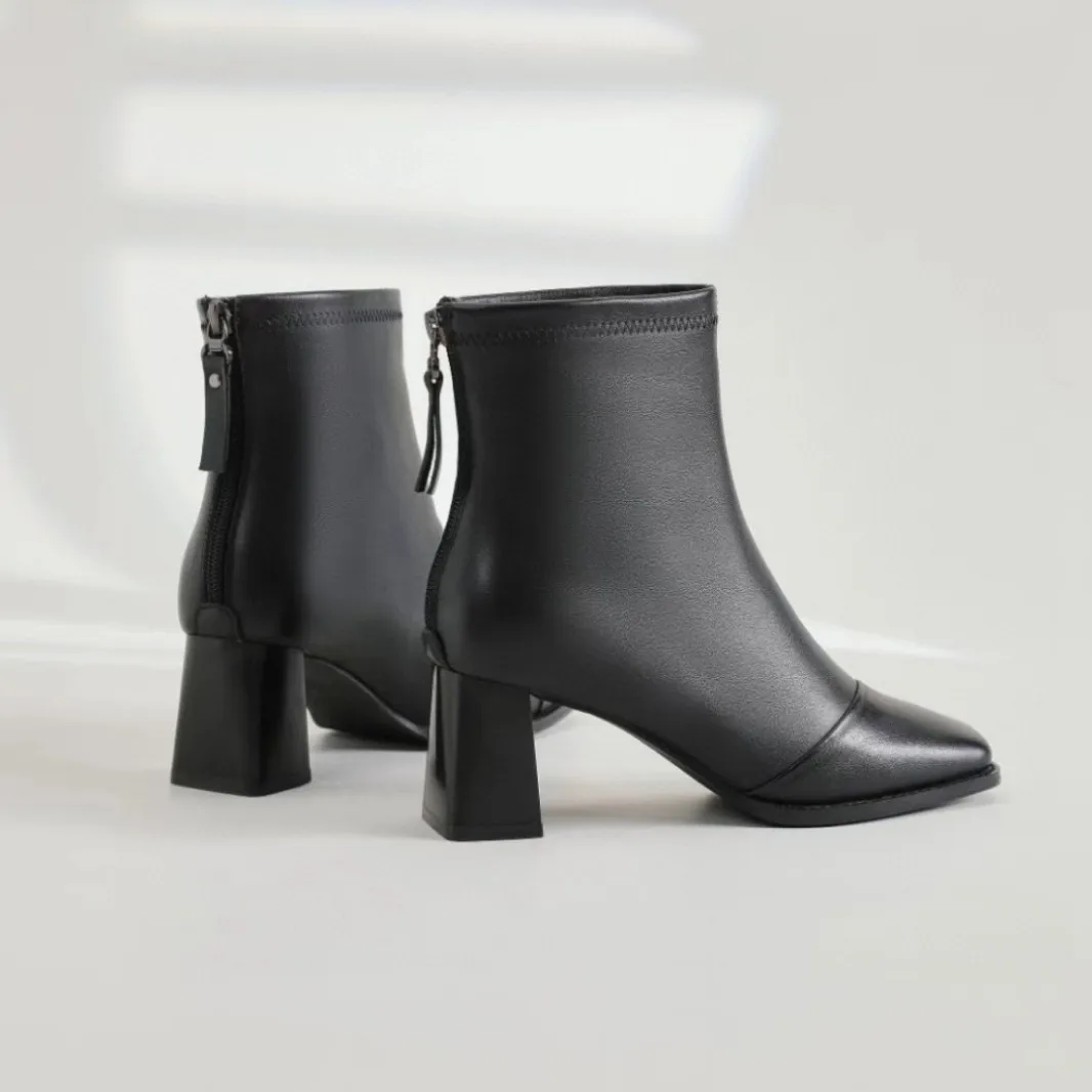 

Женские ботильоны из коровьей кожи, черные зимние новые дизайнерские туфли на платформе, женские корейские модные женские ботинки на массивном каблуке