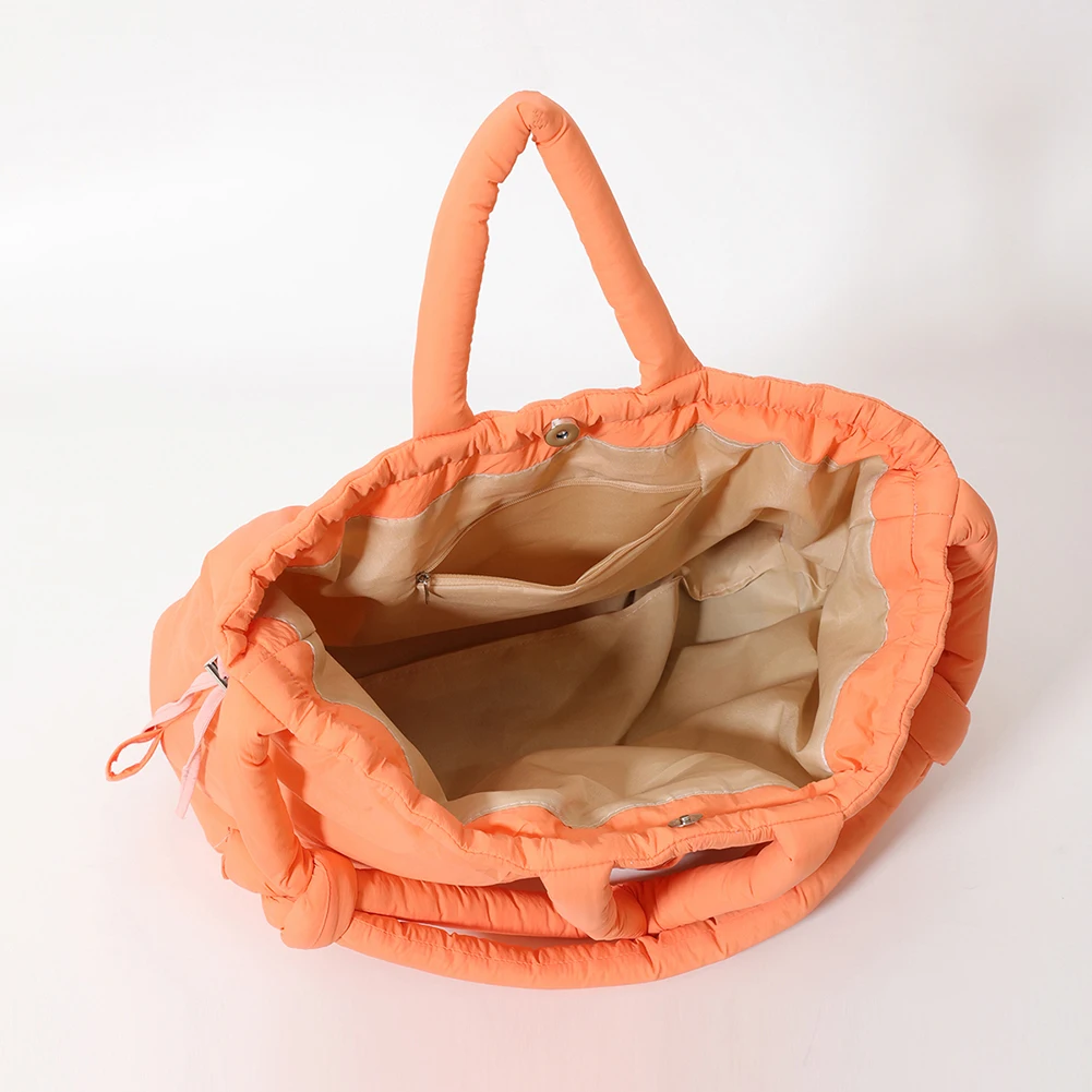 حقيبة يد منتفخة للنساء بحزام كتف قابل للتعديل من النايلون بسعة كبيرة ومحفظة منتفخة للتسوق والسفر #5