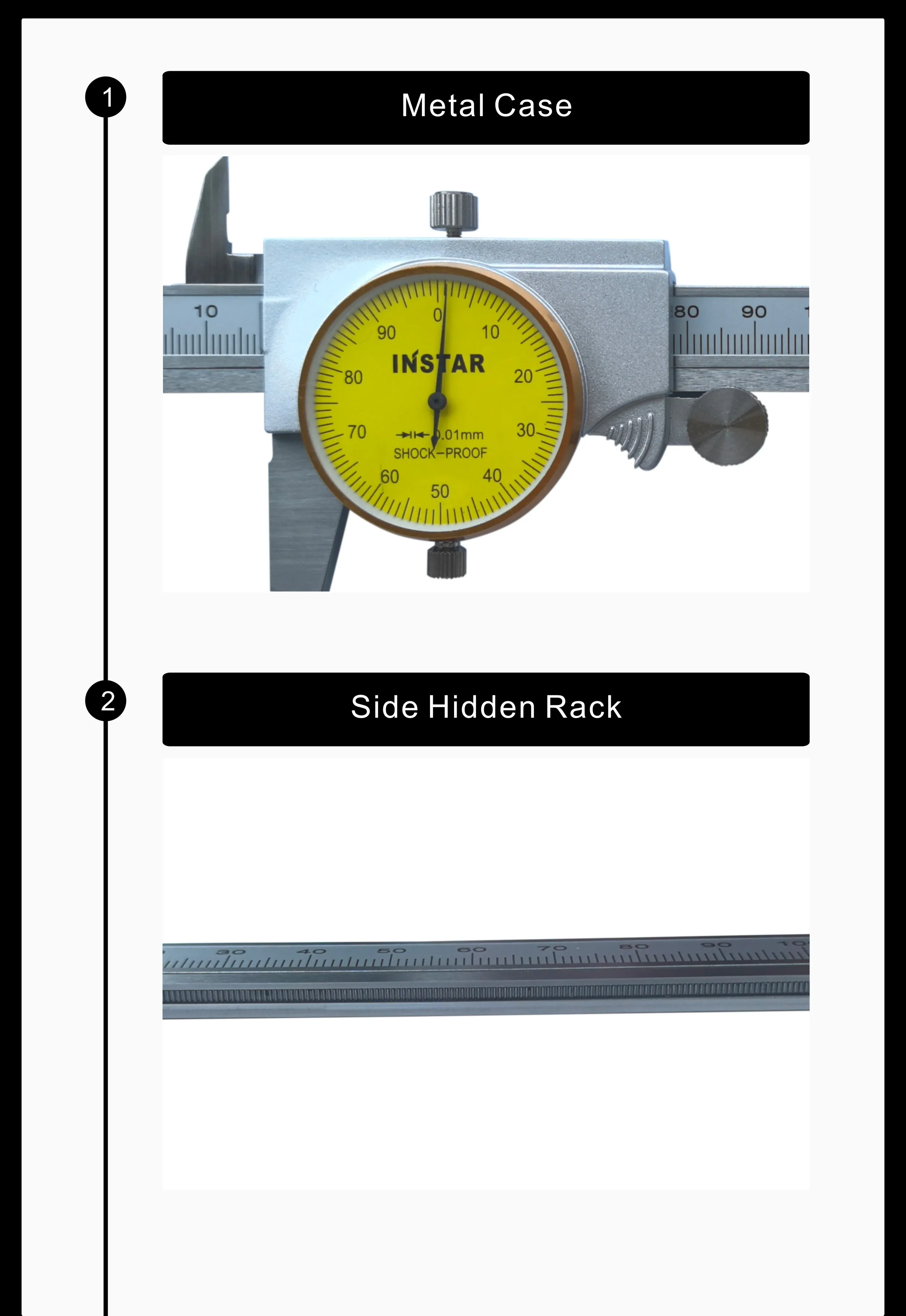 INSTAR IP65 Messschieber aus Edelstahl 0-150mm 200mm 0,01mm Bruchsicher Industriequalität 0-300mm 0,02mm – Detail 3