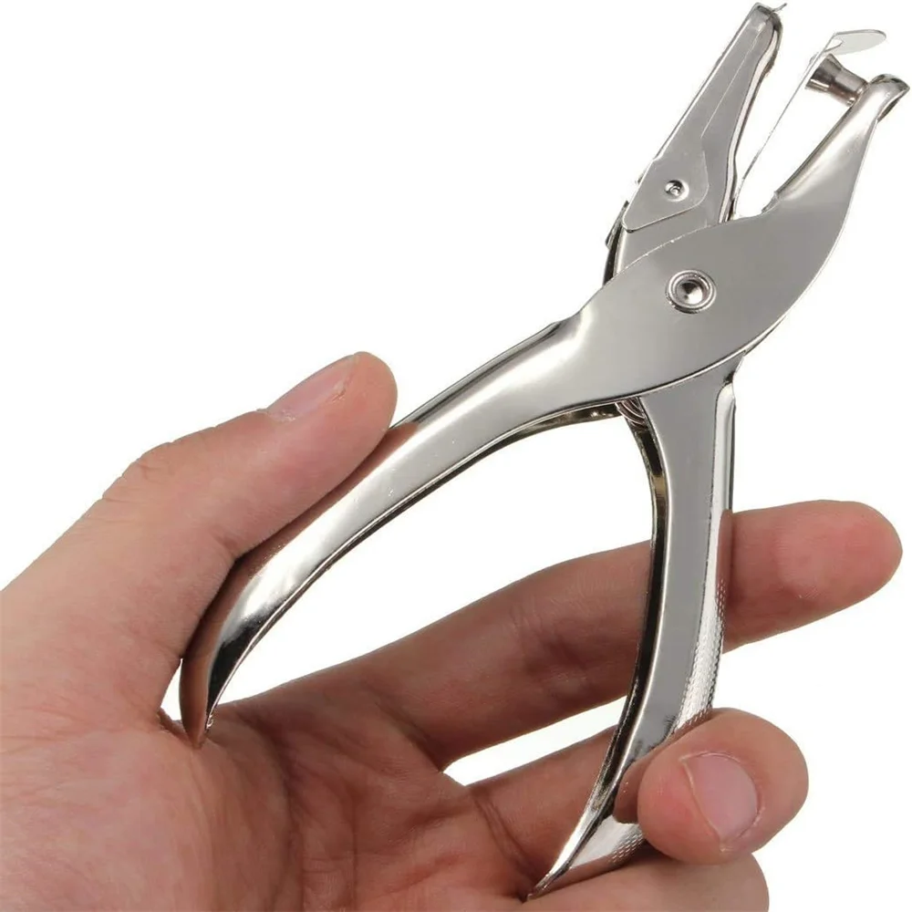 Single Hole Punch Single Hole Pliers Punch One Hole Chrome Metal Perforator - 10 Sheet Capacity Leather Punch