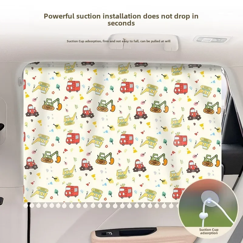 Universal Car Sun Shade Cover UV Protect Curtain Side Window Sunshade Cover Suction Cup Style Interior Sunshade Board