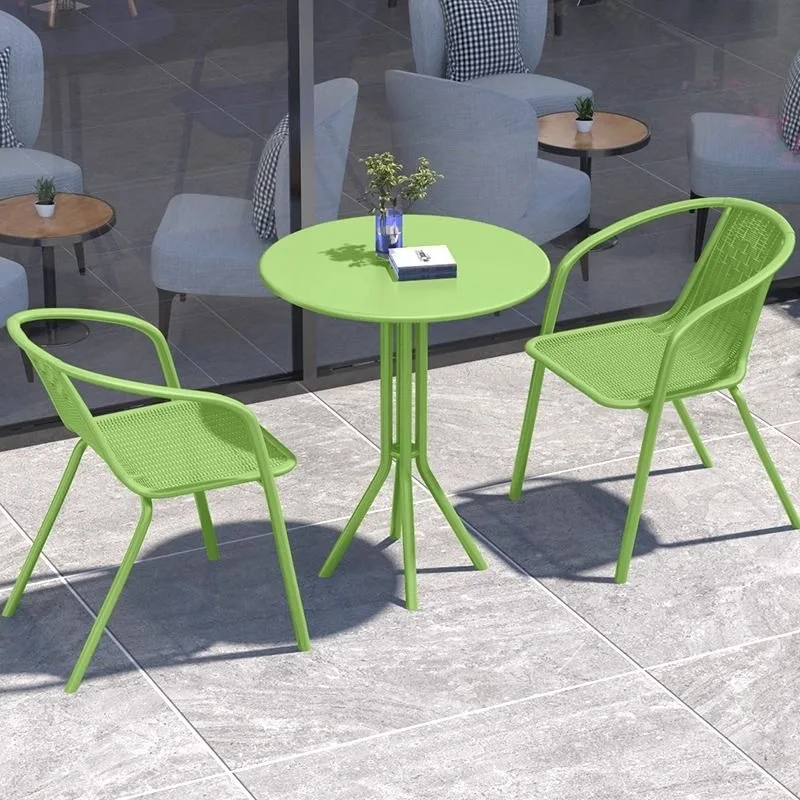 Modern Green Patio Bistro Set | 1 Round Table + 2 Chairs | Weather-Resistant Outdoor Furniture