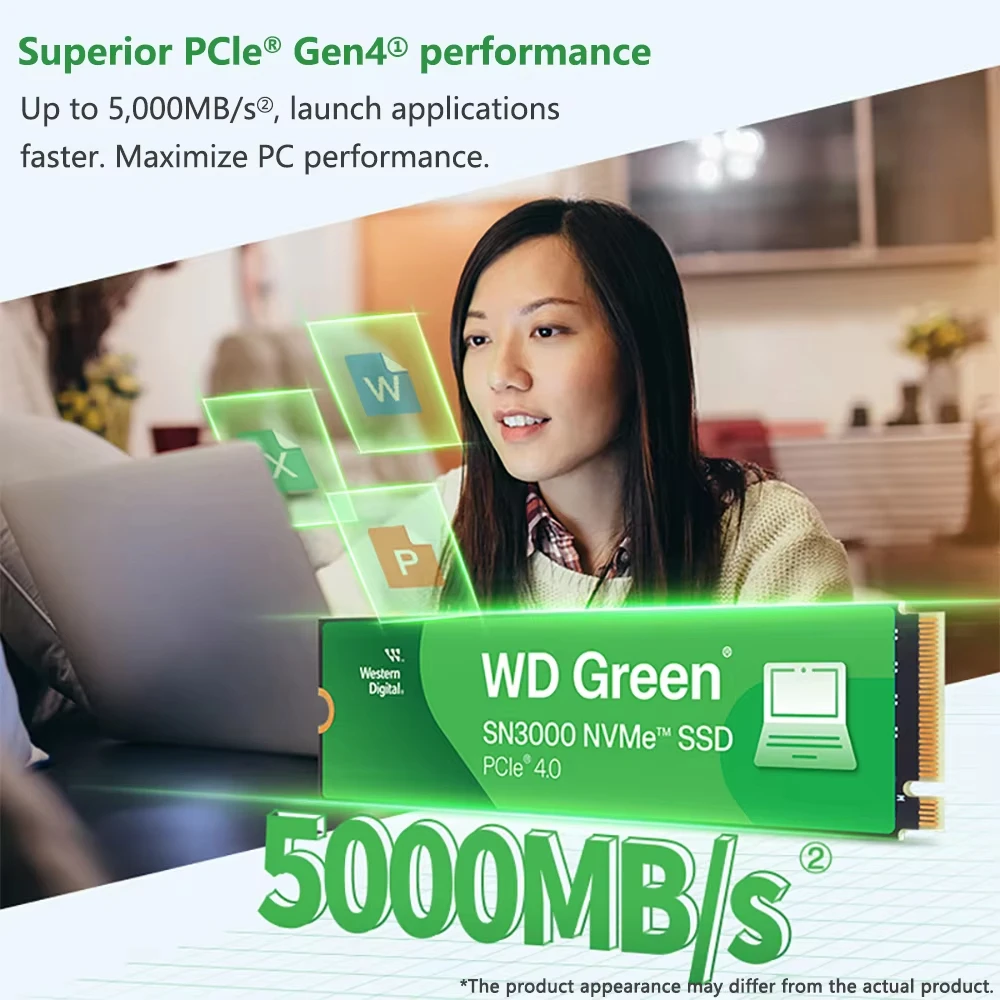 محرك الأقراص الصلبة الداخلي WD SN580 SN3000 SN5000 500 جيجابايت 1 تيرابايت 2 تيرابايت NVMe SSD PCIe Gen4.0، M.2 2280 SN350 PCIe 3.0 محرك الحالة الصلبة