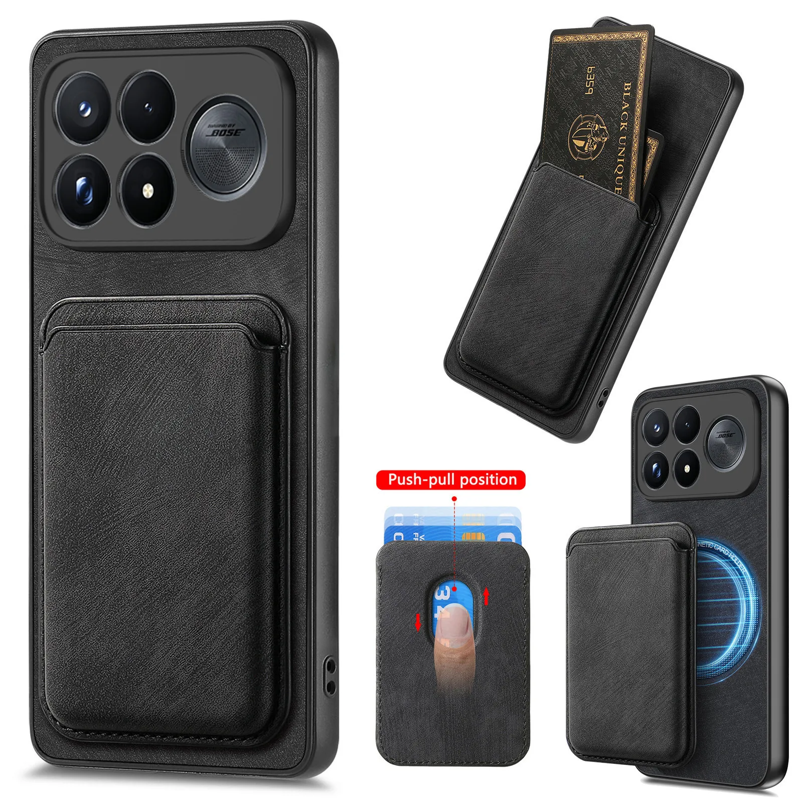 For Magsafe POCO F9 Ultra F9 Pro Case Luxury Matte Leather 2 in 1 Magnetic Wireless Charging Wallet Card Shockproof Back Cover