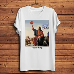 Christ Jesus is the king basketball Funny TShirt Men Homme Short sleeve o-neck casual Tee Unisex Streetwear T Shirt no-sticker