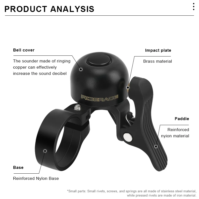 جرس الدراجة النحاسي إنذار بصوت عال وهش واضح الطريق دراجة المقود حلقة إنذار تحذير للسلامة اليسار اليمين جرس الدراجات الملحقات #2