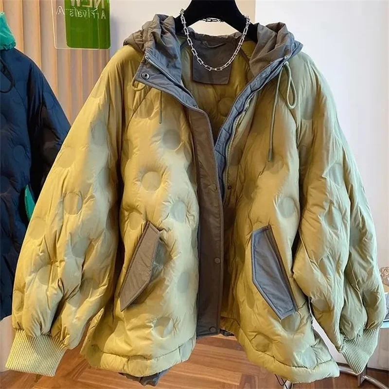 2024 New Style Korean Winter White Duck Down Parka Women Puffer Loose Casual Hooded Female Jacket Thicken Oversize Snow Wear Coa