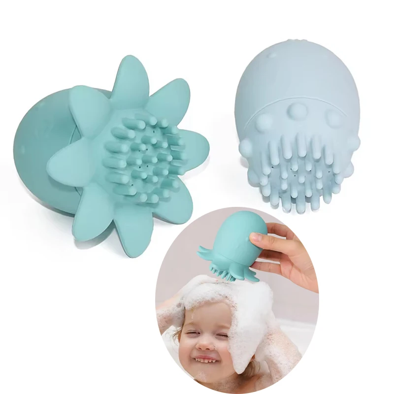 

Silicone Sensory Octopus Bath Scrub for Babies and Toddlers Soft Brush Massage Baby Hair Body Care Bath Toy Multi use