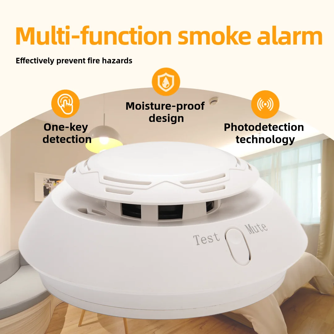 SD302 Fire Alarm Smoke Detector 10 Year Life Smoke Sensor For Home Security Smoke Alarm Photoelectric Sensor Battery Powered