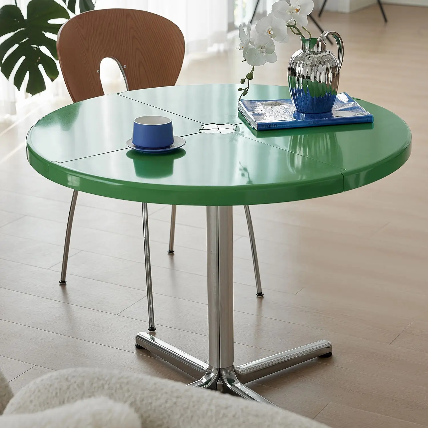 Multifunctional folding dining table medieval creative small apartment round table designer home