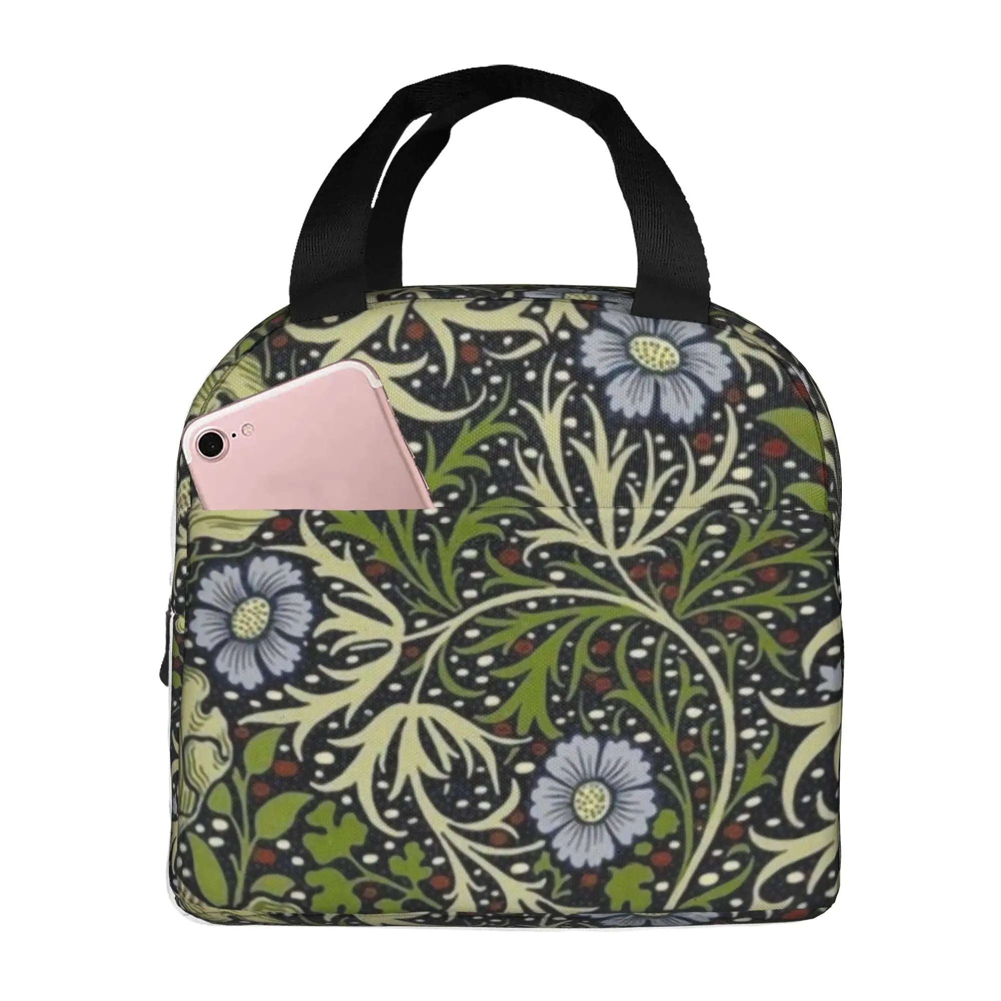 bolsa-de-almoco-william-morris-para-homens-e-mulheres-com-padrao-floral-termica-isolada-para-escola