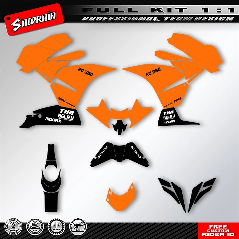 

Sawrain Motorcycle Graphics Backgrounds Decals Stickers Kit Number Name Custom For KTM RC250 390 2014 2015 2016 007