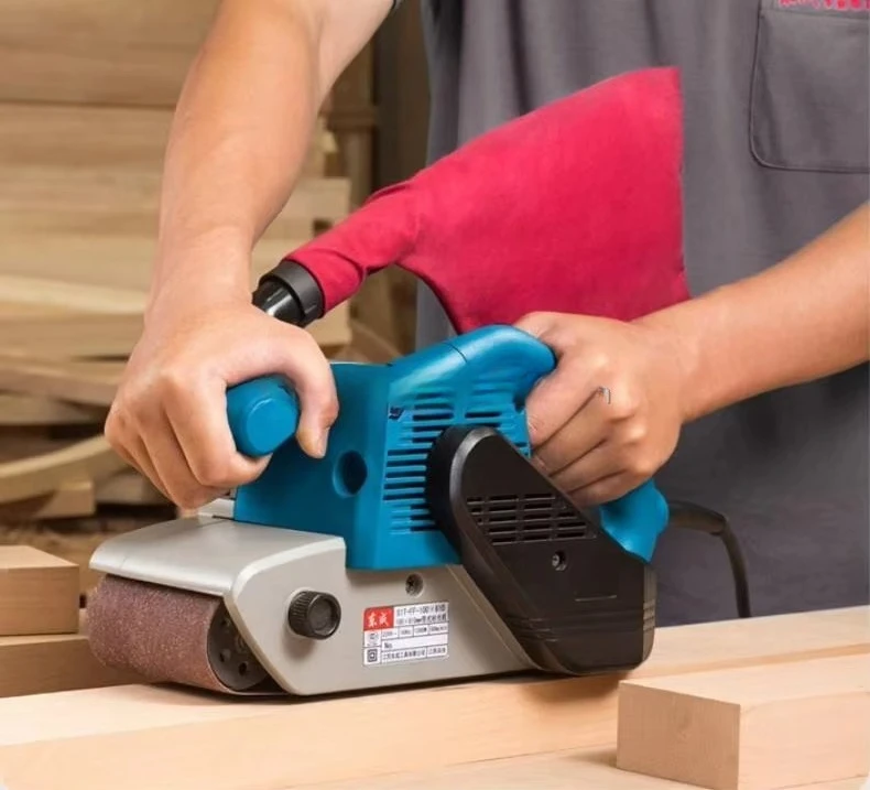 Portable Hand Hold Vacuum Dust Electric Belt Sanding Machine Woodworking Machine High Power Flat Polishing Sanding Belt Machine