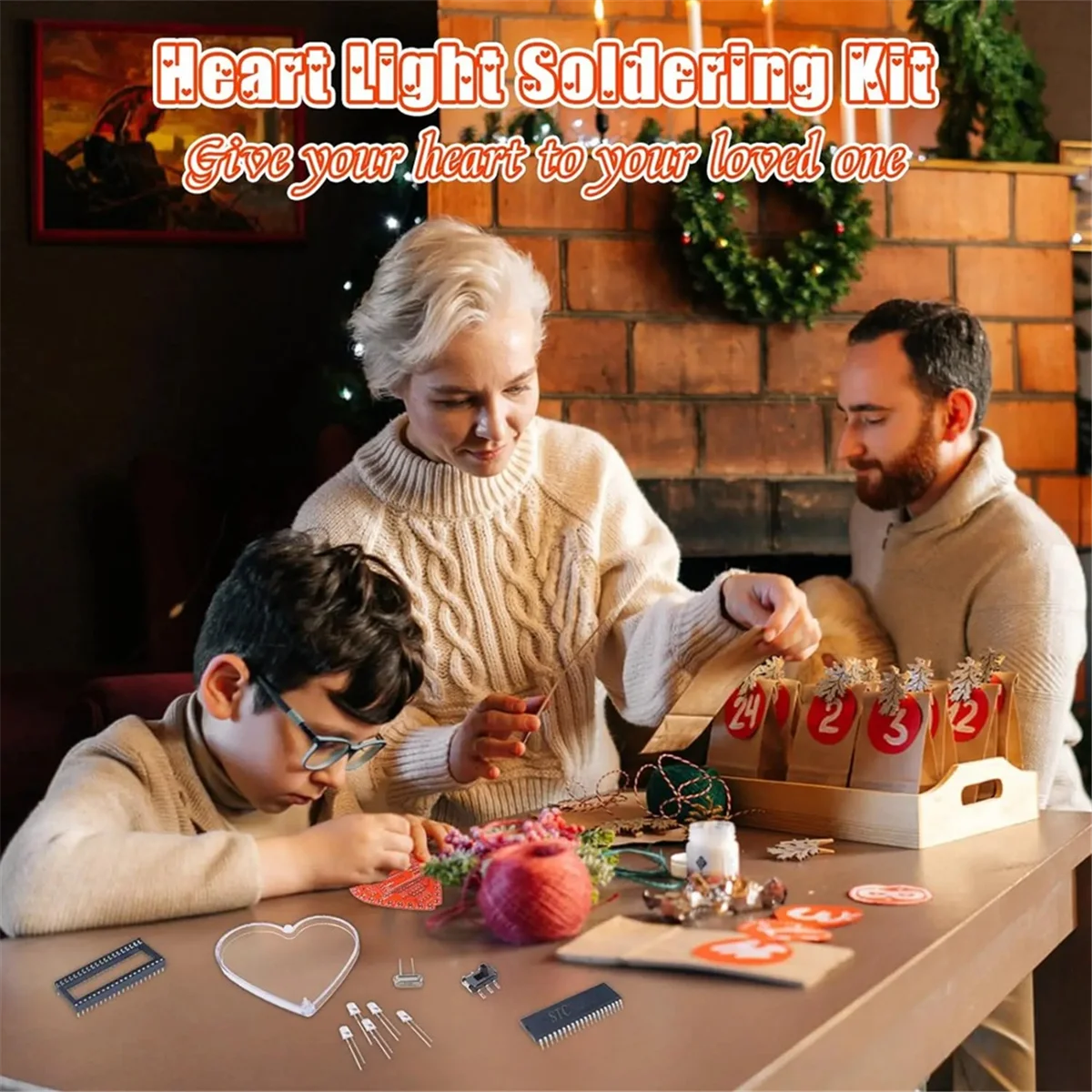 Heart Shaped RGB LED Flashing Light Module DIY Electronic Kit Water Lamp Soldering Project Practice for School Student-BtLife