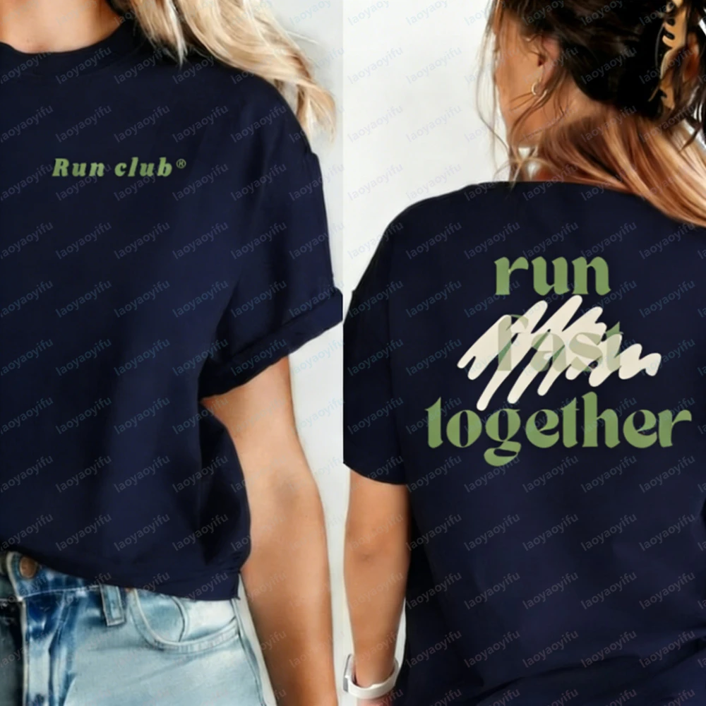 Run Together Shirt Organic Cotton Unisex Running Tee Perfect Gift for Running Buddies & Couples Casual Fitness Apparel Goth Tops