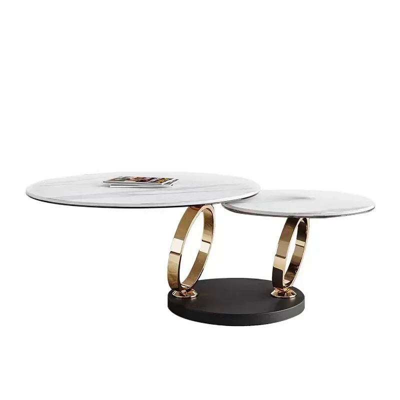 Luxury Gold Stainless Steel Leg Round Coffee Table Marble Top Modern Living Room Side Center Table Tea Table Furniture