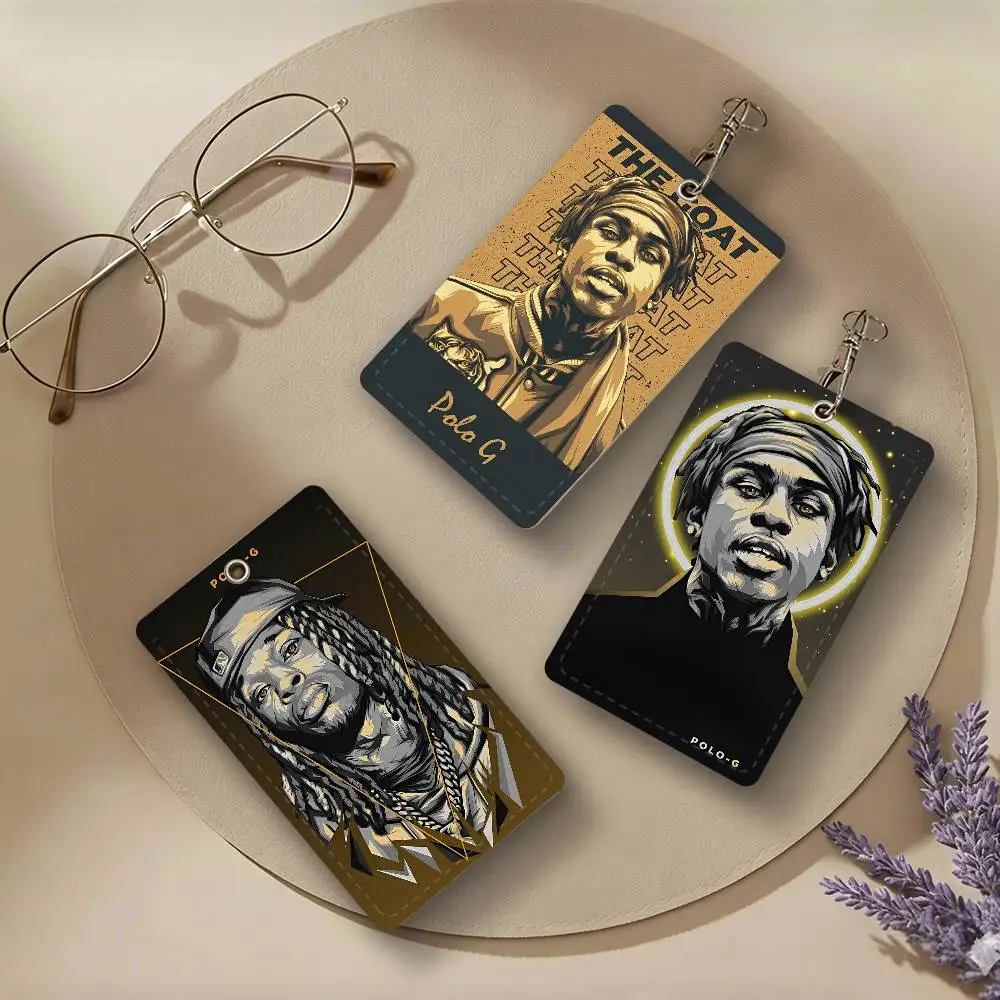 Vintage Polo G Hot Hop Rapper PU Leather Card Holders Anti-lost Protective Cover Cases Cards