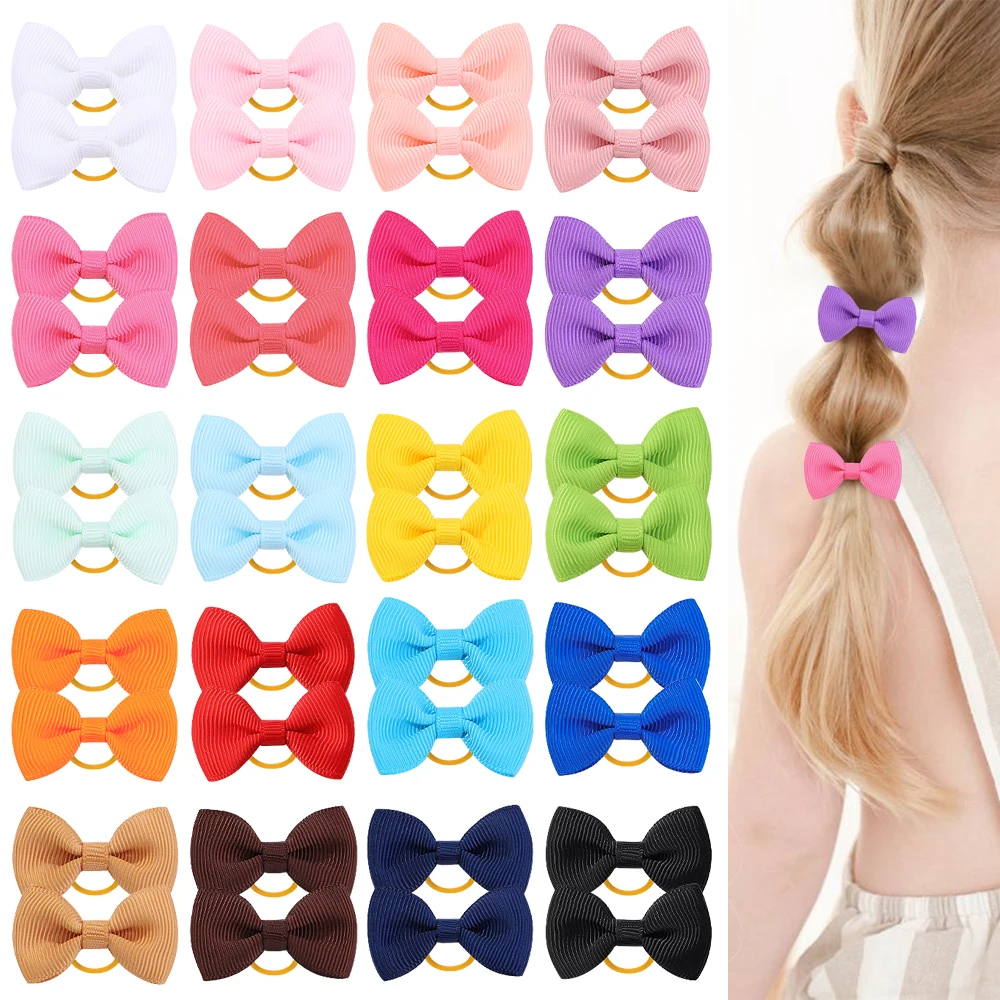 10Pcs/Set Newborn Grosgrain Ribbon Pigtail Bows Elastic HairTies HairBands Holders Baby Hair Accessories Girls Infants