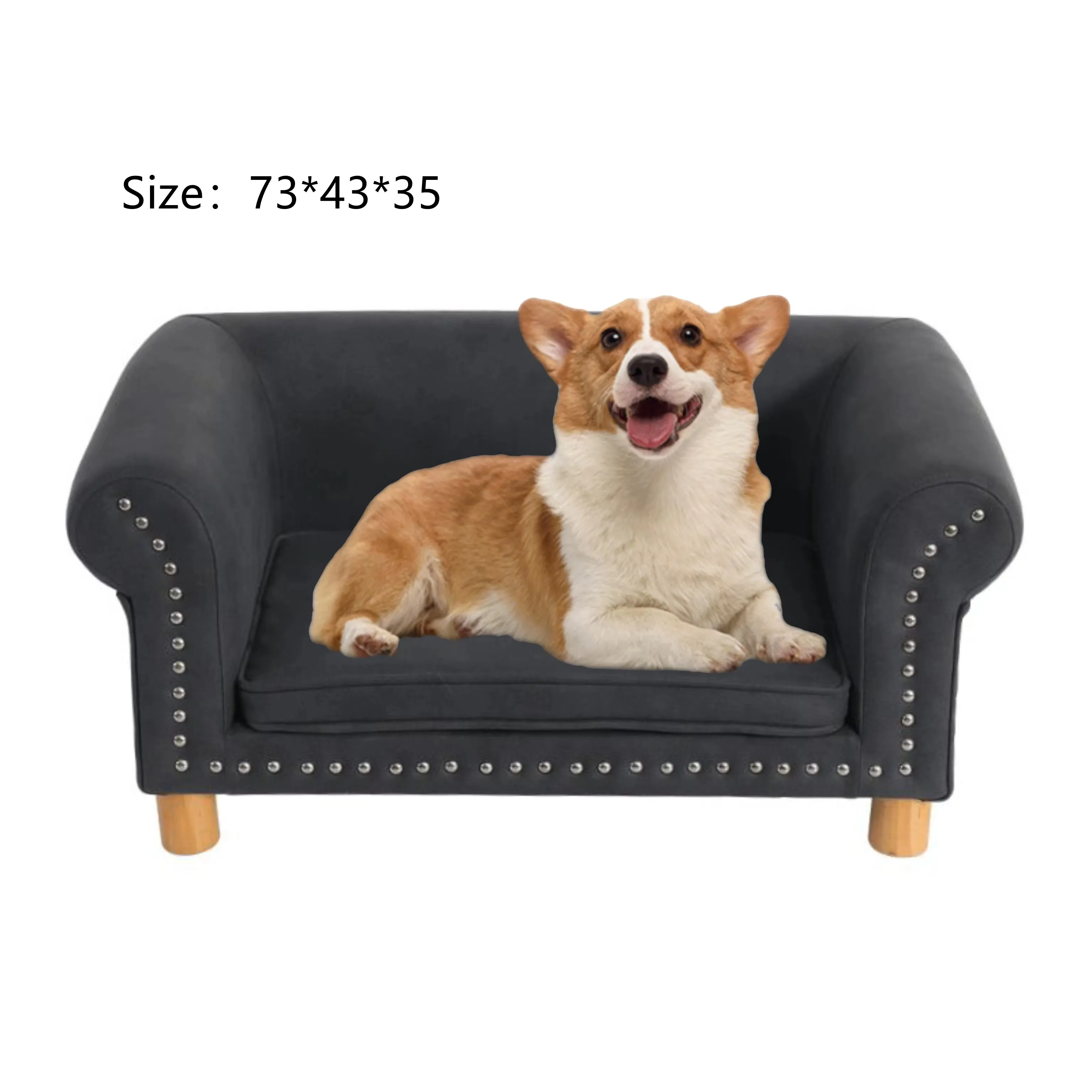 

Hot Selling New Arrival Large Size Pet Furniture Sofa Couch Detachable Dog Bed with Solid Wood Hot Selling Dog Couch Bed