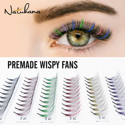 NATUHANA  Color Wispy Premade Fans Pointy Base 9D Russia Volume Eyelash Extension Individual Lashes Faux Mink Lash