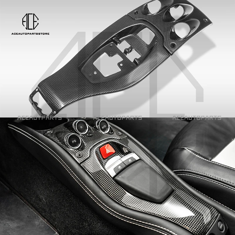 2pcs/set Car Center Control Gear Shift Frame Panel Dry Carbon Fiber Interior Decoration Body Kit For Ferrari 458 OEM Style