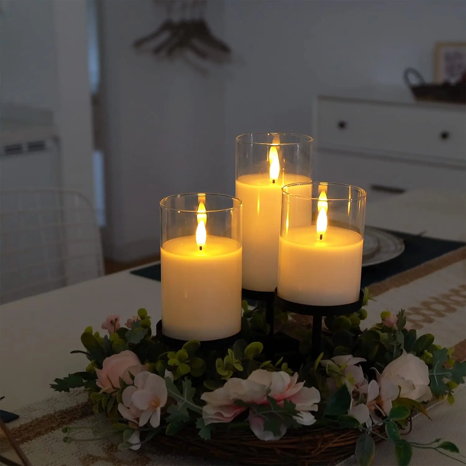 LED Electronic Candle Atmosphere Flameless Candle Lamp With Remote Timer Glass Candles For Wedding Party Christmas Home Decor