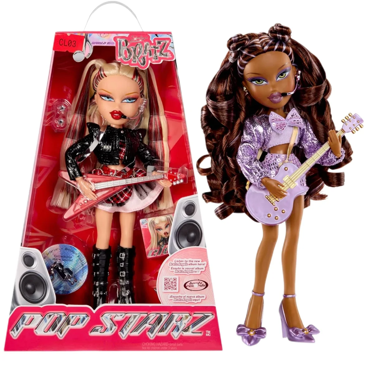 Figura de Acción Articulada Bratz  Starz Cloe Rock con Accesorios de Violín, Regalo para Niñas, Nuevo Modelo, Temática Roc...
