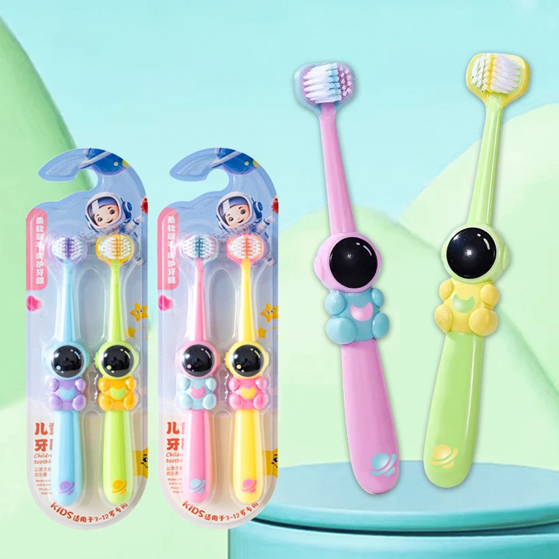 2/4pcs Children's Three-sided Toothbrush Soft Bristle Teeth Whitening Brushes For Children Aged 3-12 Years Dental Oral Care
