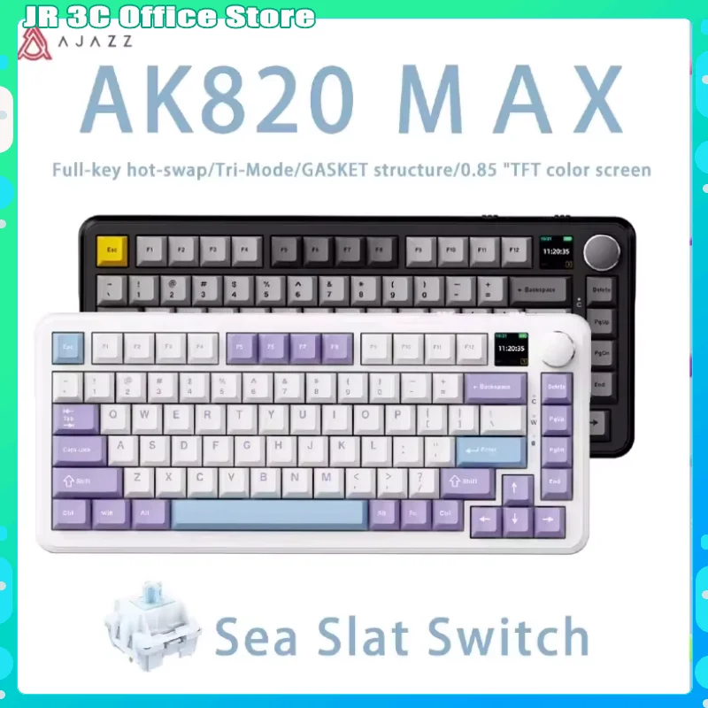 max teclado mecanico sem fio para jogos teclado hot swappable 81 key full key 24g usb c 085 tft color screen ajazz ak820 01