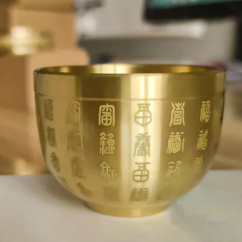 Pure Brass Baifu Cylinder Feng Shui Lucky Fortune Cornucopia Living Room Study Desktop Treasure Bowl Ornament Small Ashtray