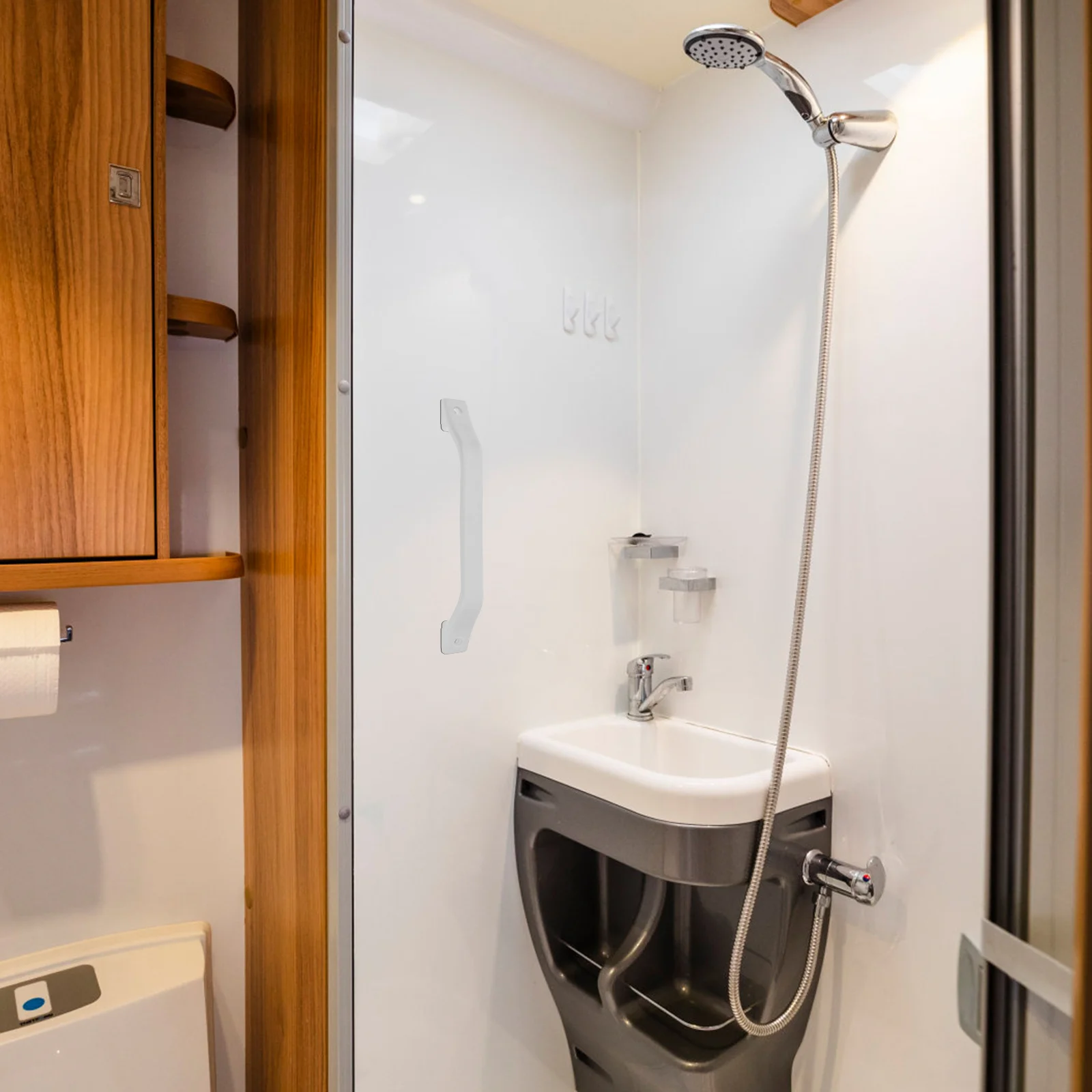 

1Set Plastic Handle Handrail for Rv Bathroom Safety Support Easy Install Non-Skid Grab Bar for Travel Trailer Shower Toilet Use