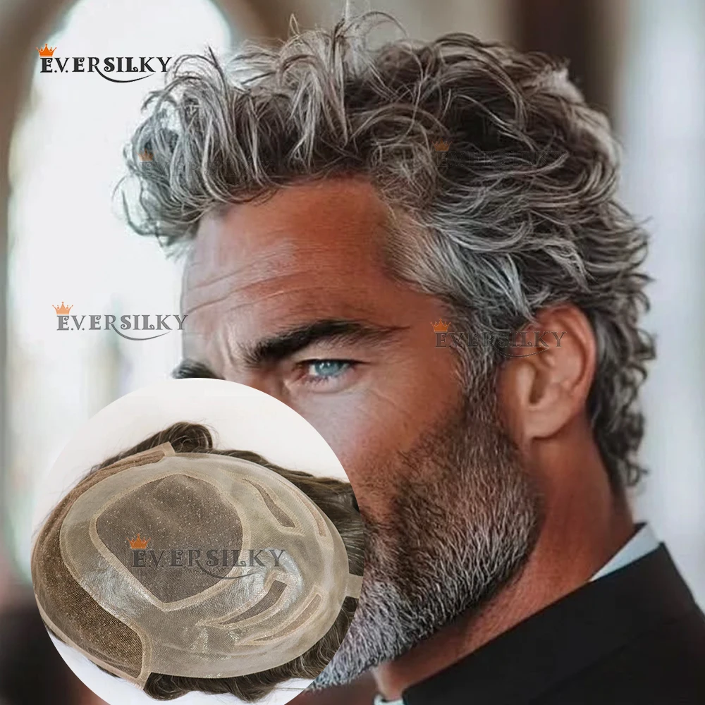 

Invisible Hairline Versalite Swiss Lace PU Man’s 1b65 565# 540# Grey Black Men Toupee Wigs Blonde Dark Brown 100%Human Hair