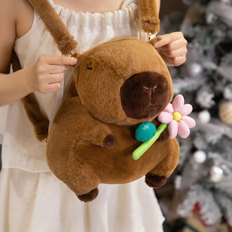 Kreative Cartoon Capybara Plüsch Rucksack Lustige Capybara Umhängetasche Student Pelz Tasche Plüsch Capybara Schultasche für Kinder Geschenke