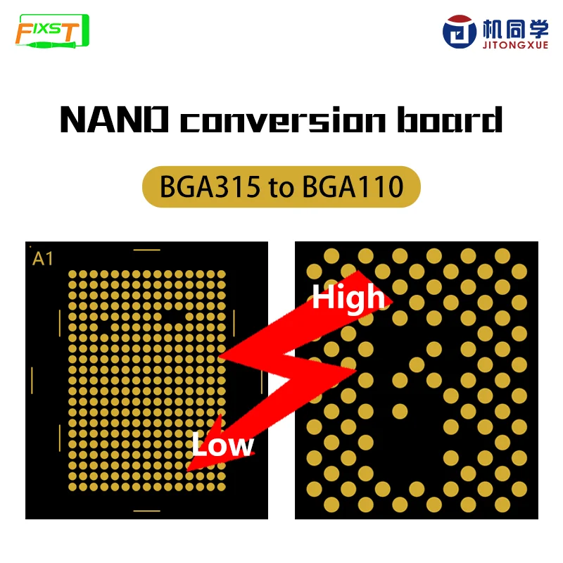 

Комплект адаптеров JTX для конвертации NAND Flash BGA315 в BGA110 для iPhone серий 12-15: Обновление HDD и восстановление данных